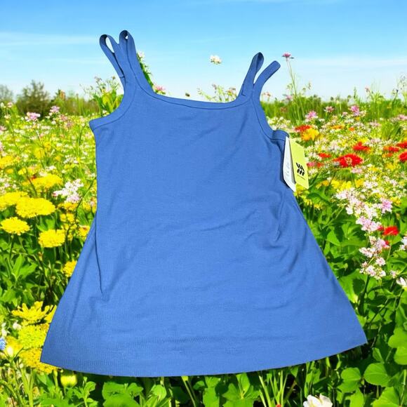 All in Motion Tank Top Womens Small Ribbed Hip Length Tight Fit Cobalt Blue - Picture 1 of 14